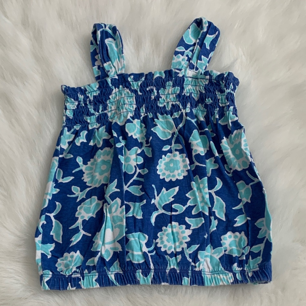 Old Navy Kids Blouse in Blue and Aqua Floral  Tank 100% Cotton